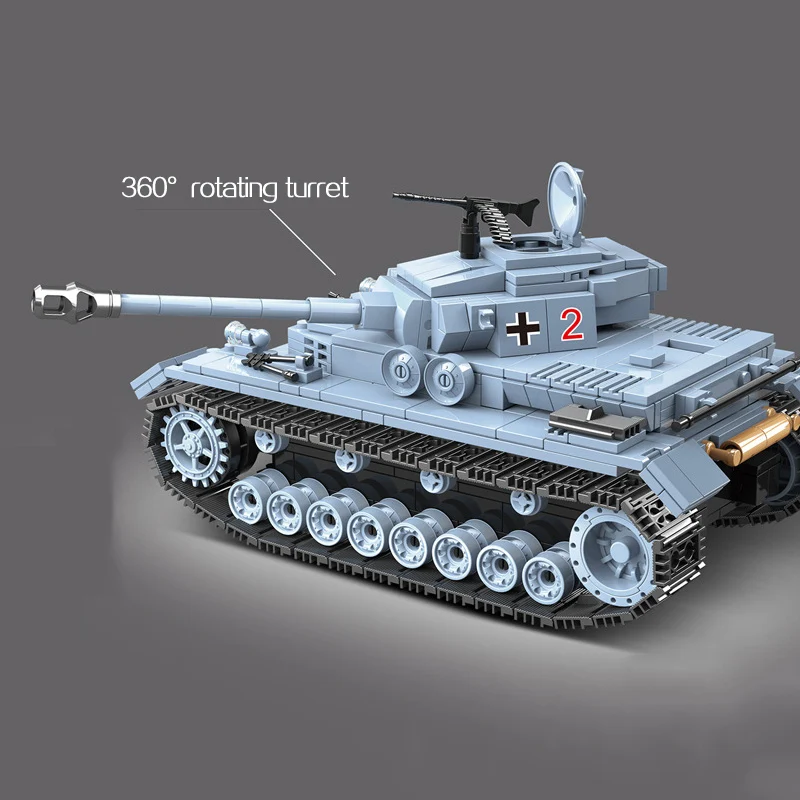 Военный танк WW2 строительные блоки 718 шт. городской полицейский солдат средний