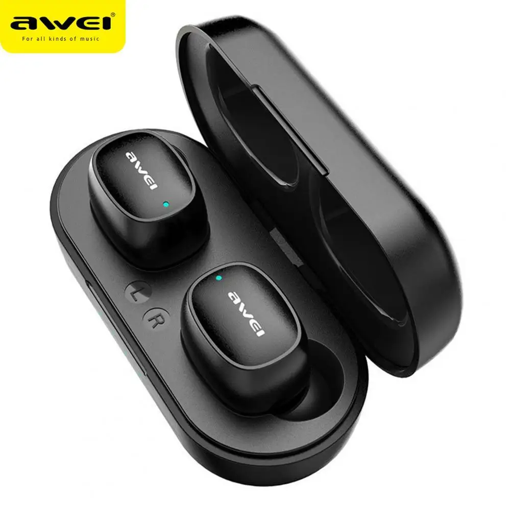 

Awei T13 Bluetooth Earphone HiFi Fast Pairing Portable Audio Binaural Wireless Stereo Earbud TWS Plus Sports Headsets With Mic