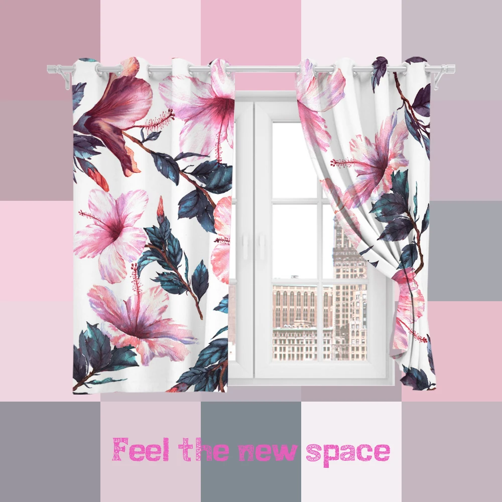 

Full Shade Sunscreen Customized Modern Kitchen Bedroom LivingRoom Princess Bay Window Punch Hook Blackout Curtain New Arrival