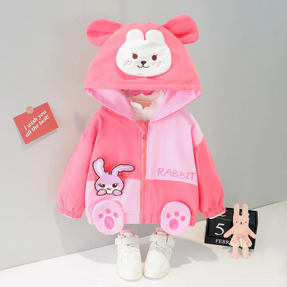 

Baby Girls Fashion Tops Spring and Autumn Long-sleeved Jacket Cartoon Cute Zipper Outerwear Coats