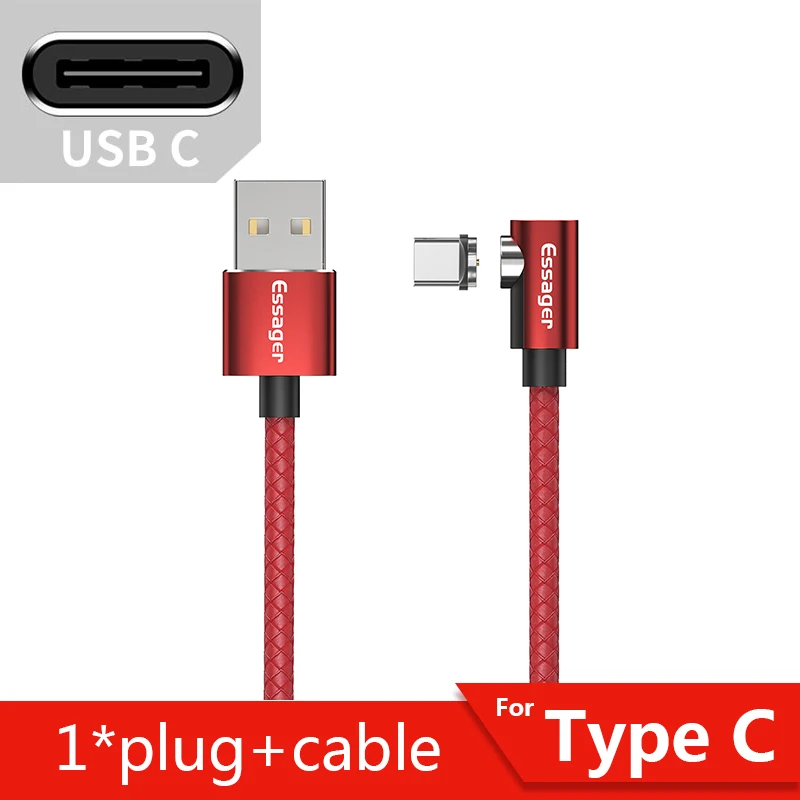 Red Type C Cable Essager 1/2 м Магнитный кабель Micro usb type C адаптер зарядное устройство Быстрая зарядка для iPhone 11 XR X Xiaomi Redmi Магнитный шнур для телефона - Цвет: Red Type C Cable