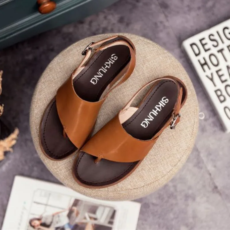 

Johnature Summer Shoes Women Sandals Genuine Leather 2021 New Retro Buckle Strap Casual Flat With Handmade Mori Ladies Sandals