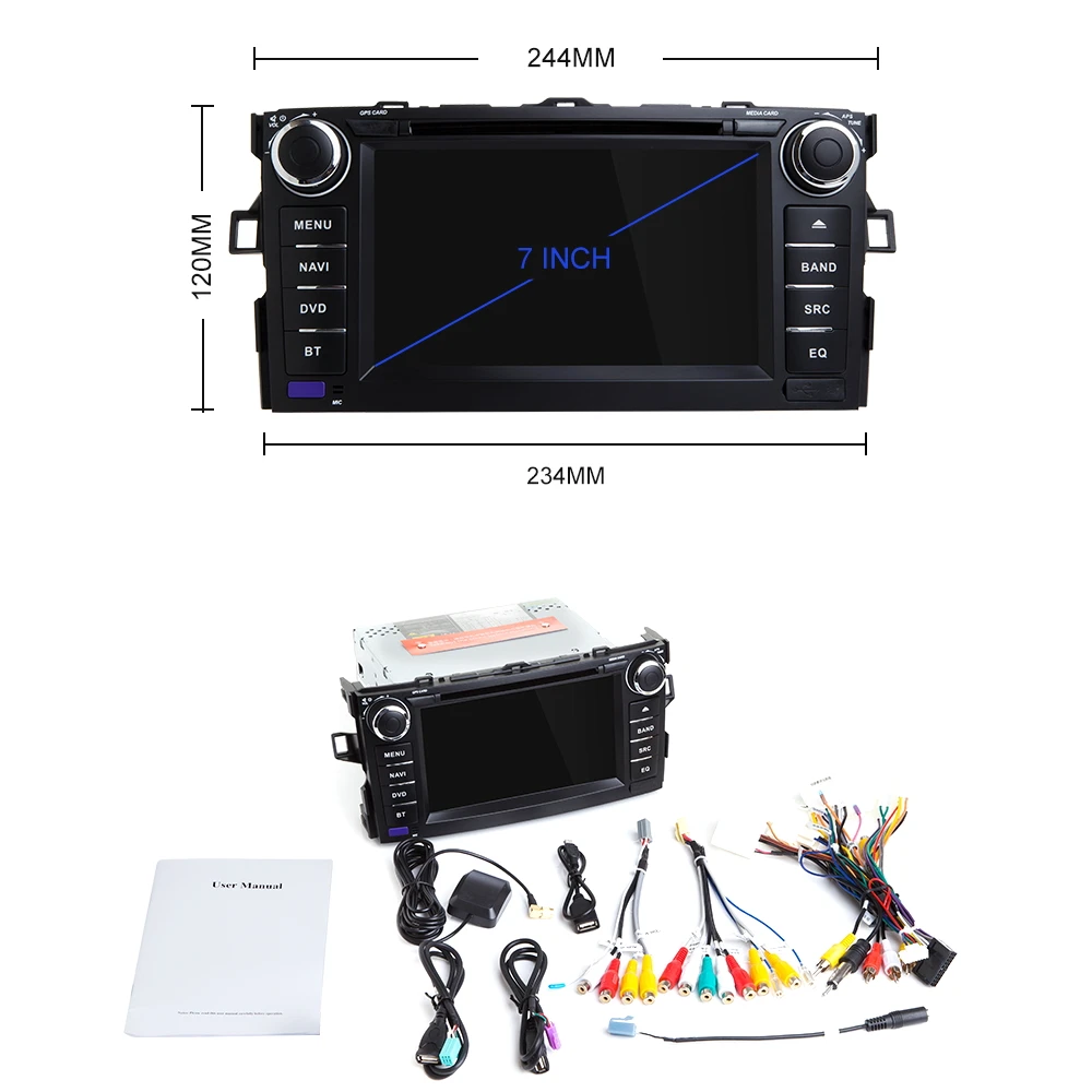 Autoradio Car DVD Player 2 Din For Toyota AURIS Corolla Altis 2012 2013 Multimedia GPS Stereo USB Bluetooth | Автомобили и