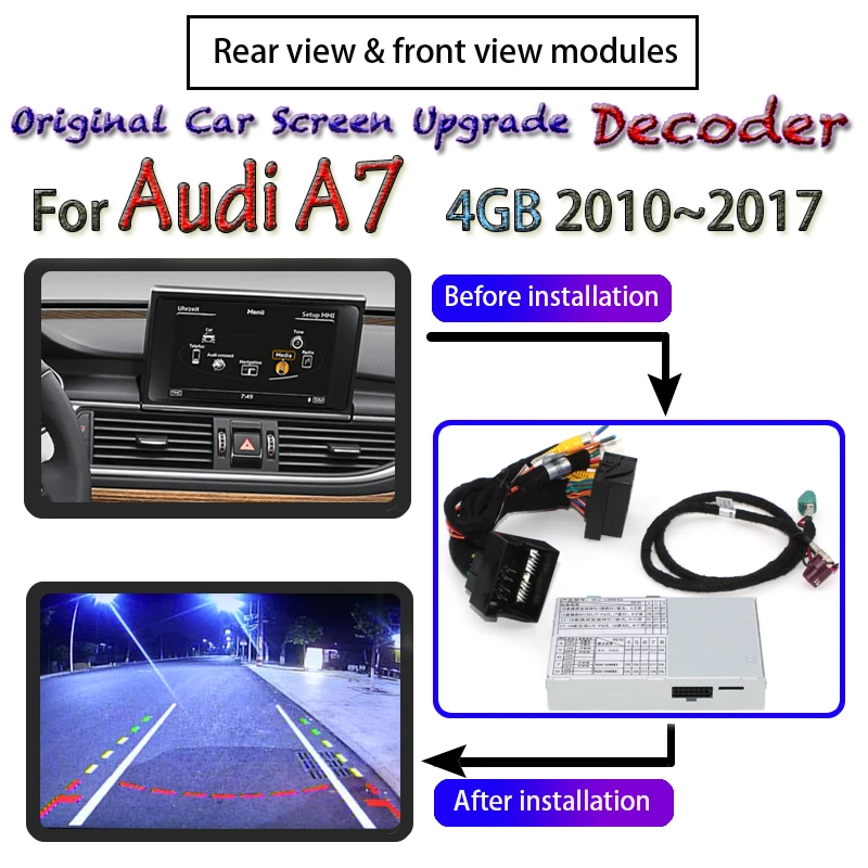 Rear Camera Adpter For Audi A7 4GB 2010~2017 MMI Interface Original Car Screen Display Upgrade Decoder View Backup | Автоэлектроника