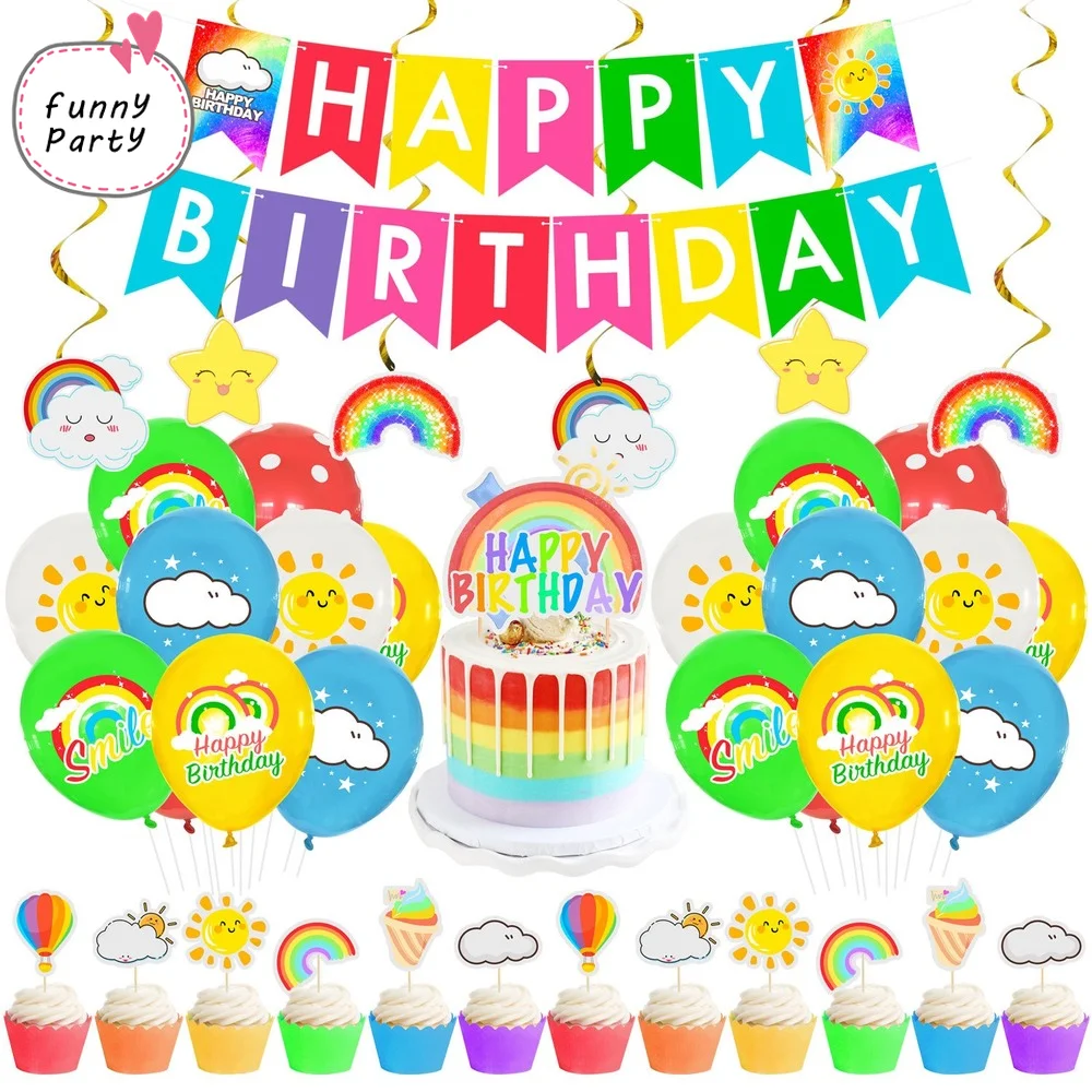

1set Rainbow Clouds Balloon Banners Birthday Rainbow Clouds Party Balloon Party Decorations Baby Shower Boy Girl Kids Favors Toy