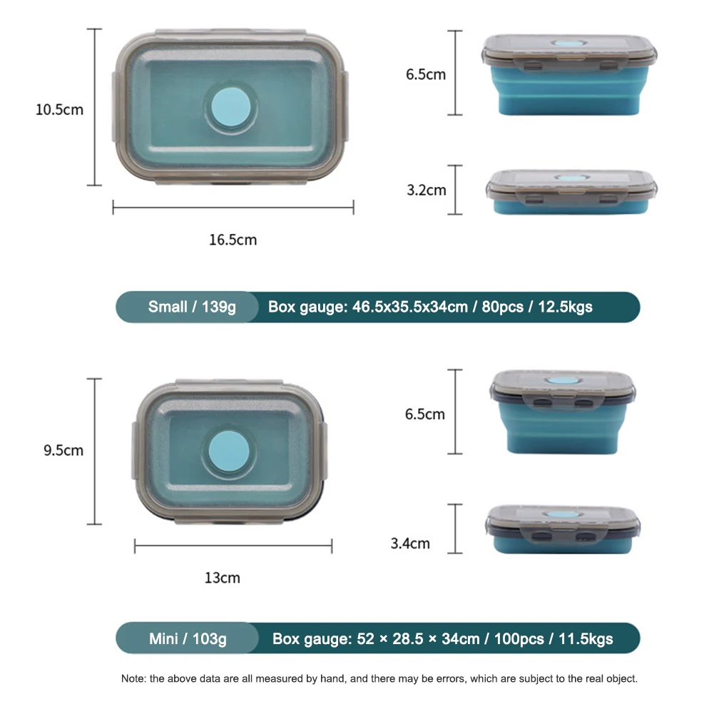 Silicone Lunch Box Foldable Microwave Oven Bento Lunchbox Kitchen Home School Picnic Camping Food Storage Container Accessories