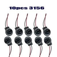 10pcs car t25 3156 bulb socket tail light brake lamp holder for ford jeep buick dodge chrysler with wires