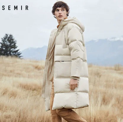 SEMIR мужской зимний пуховик, деловое длинное плотное зимнее пальто, Мужская однотонная модная верхняя одежда, теплое длинное пальто для мужчин - Цвет: 03