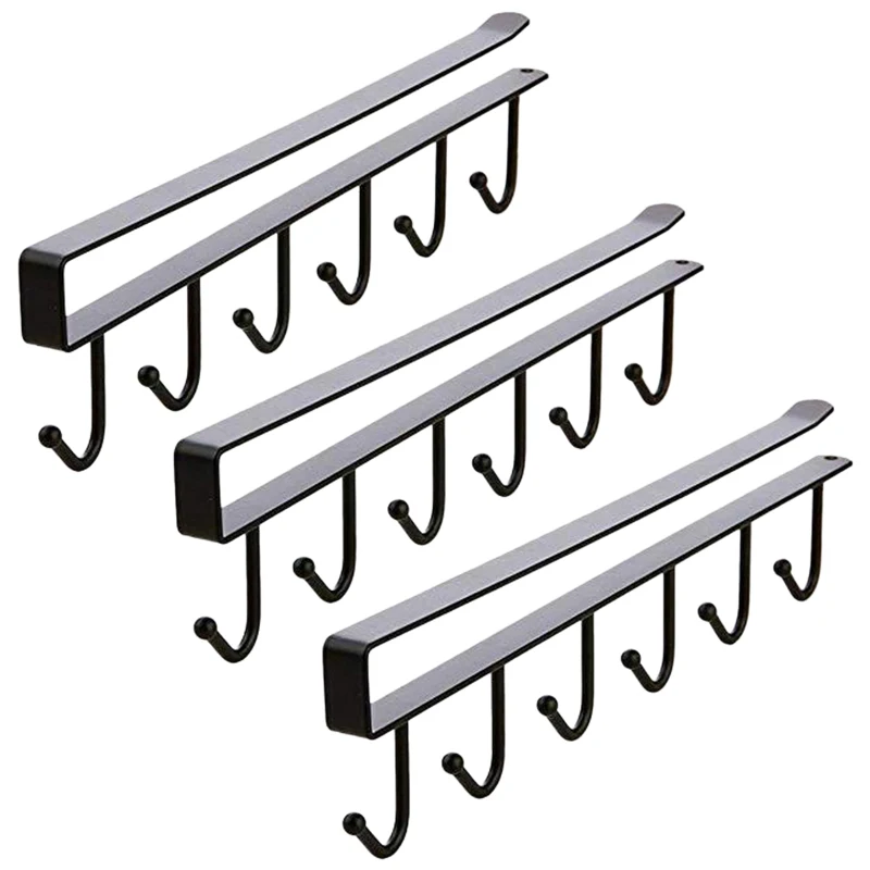 

Многофункциональный 3 шт. X 6 крючков, держатель для кружек под шкаф, вешалка для кофейных чашек для кухни, шкафа и любой толщины 0,8 дюйма или L