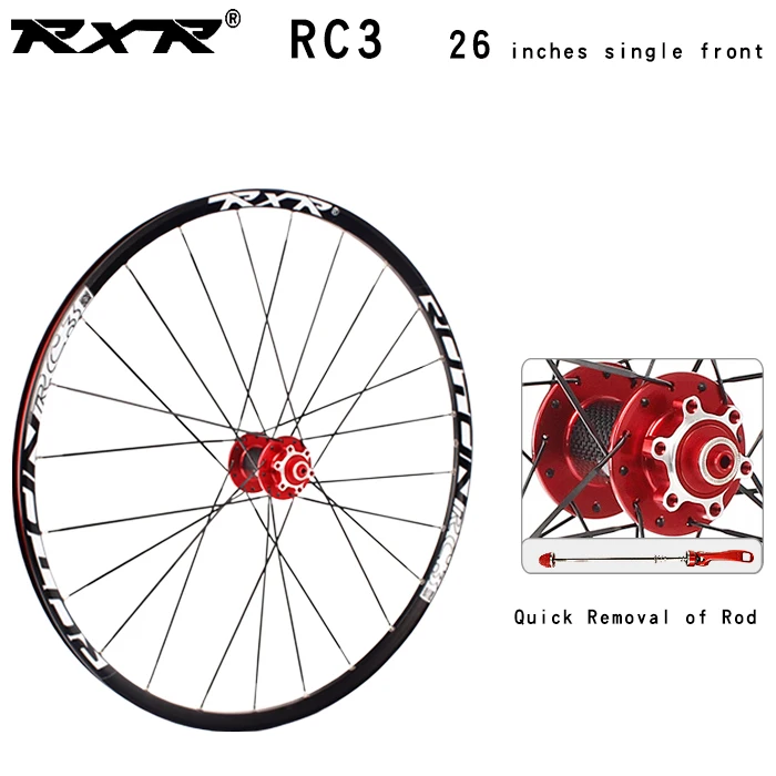 26RC3 Red front QR RXR горный велосипед внедорожный MTB Углеродные колеса 26 дюймов RC3 дисковый тормоз 5 подшипников 7-11speed через ось/QR колеса велосипеда - Цвет: 26RC3 Red front QR
