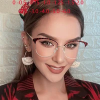 anti blue light leopard frame cat eye prescription glasses for the nearsighted women myopia spectacles 0 0 5 0 75 to 6 0