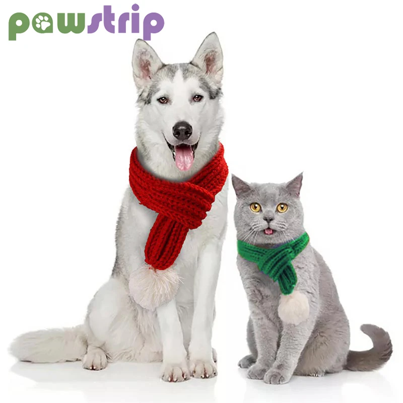 

Dog Scarf Pet Knitted Warm Neck Scarf Dog Cat Christmas Decoration Ornaments Solid Color Pet Dog Cat Accessories Pet Supplies