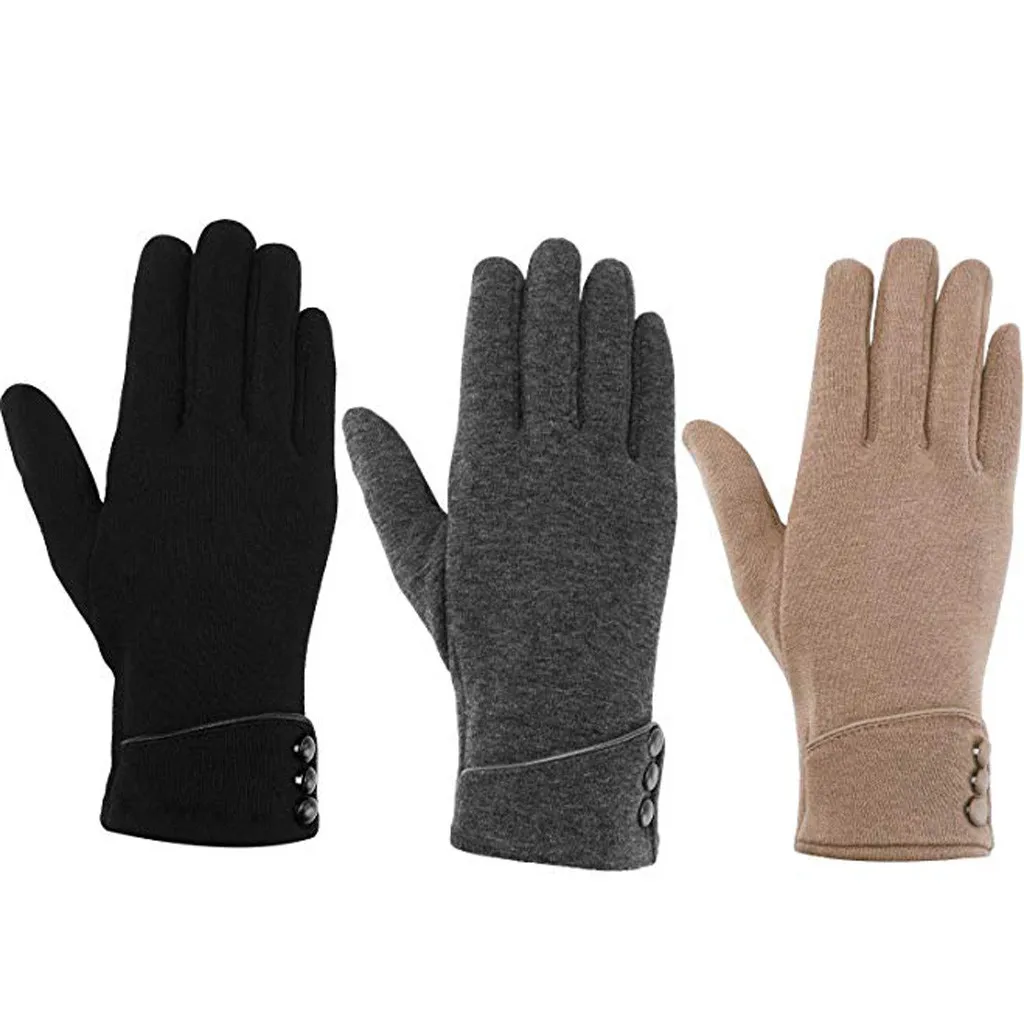 3 пары женские толстые зимние теплые перчатки на весь палец уличные спортивные