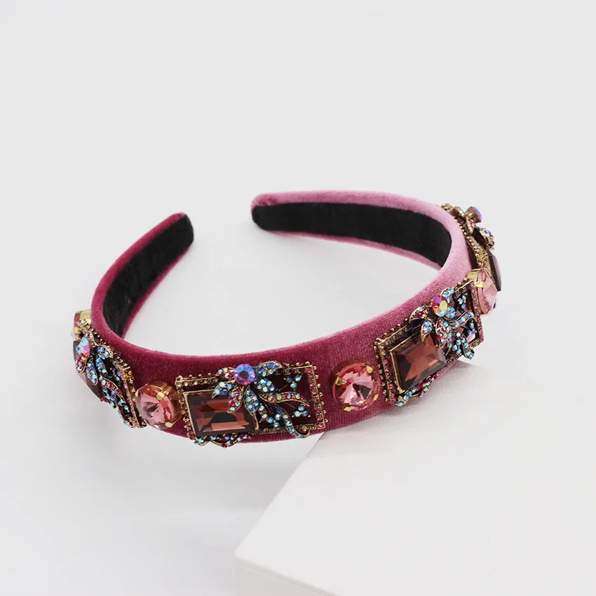 European and American Baroque flannel color rhinestone headband luxury temperament geometric ball wild personality 882 | Украшения и