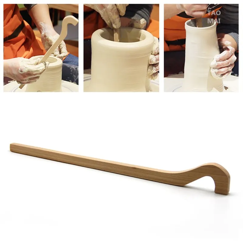 Pottery Tools Wooden Long Handle Blank Elongation Aids Ceramic Bottle Creative DIY Manual Elongation Trimming Modeling Tool