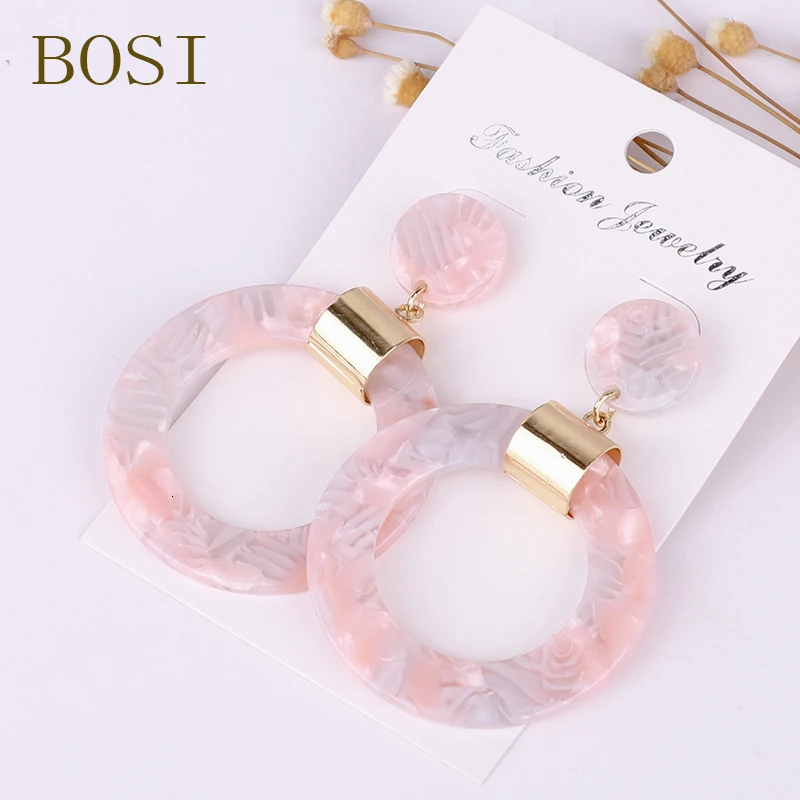 Серьги для женщин, акриловые, Boho, ацетат, висячие серьги, модные, большие, богемные, аксессуары, геометрические, Роскошные, трендовые, для лица