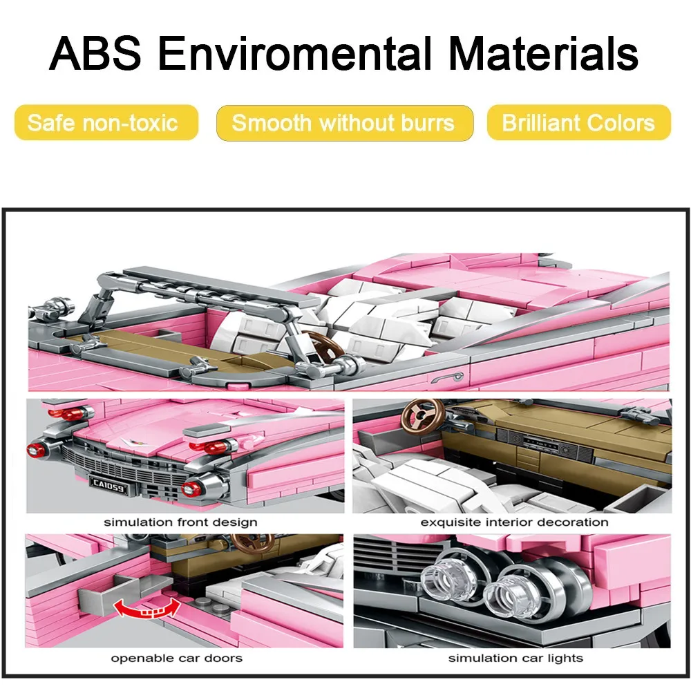 814 шт. классические винтажные строительные блоки для автомобилей город