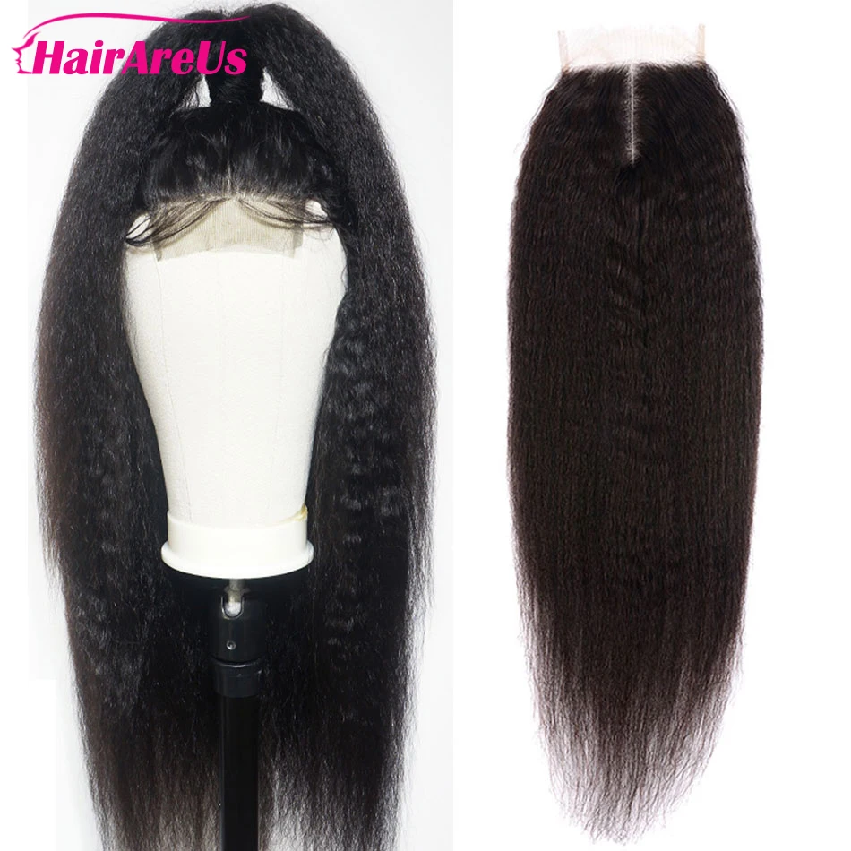 

Yaki Straight Lace Closure Pre Plucked With Baby Hair Natural Hairline Human Hair 4x4 Closure Only For Women High Quality