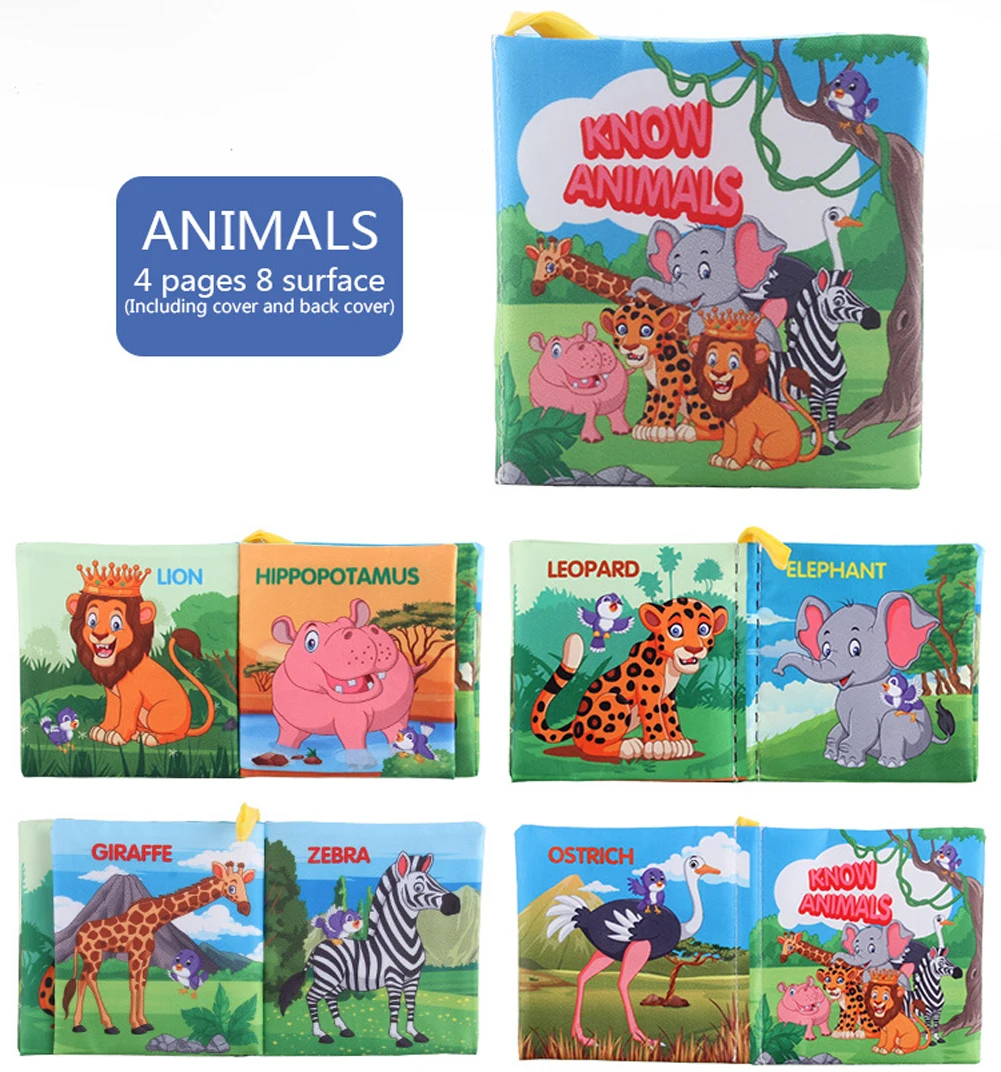

Animal Cognition Infant Newborn Baby Soft Fabric Cloth Book Learning Educational Toys For Kids Baby Toddler Tear-resistant Book