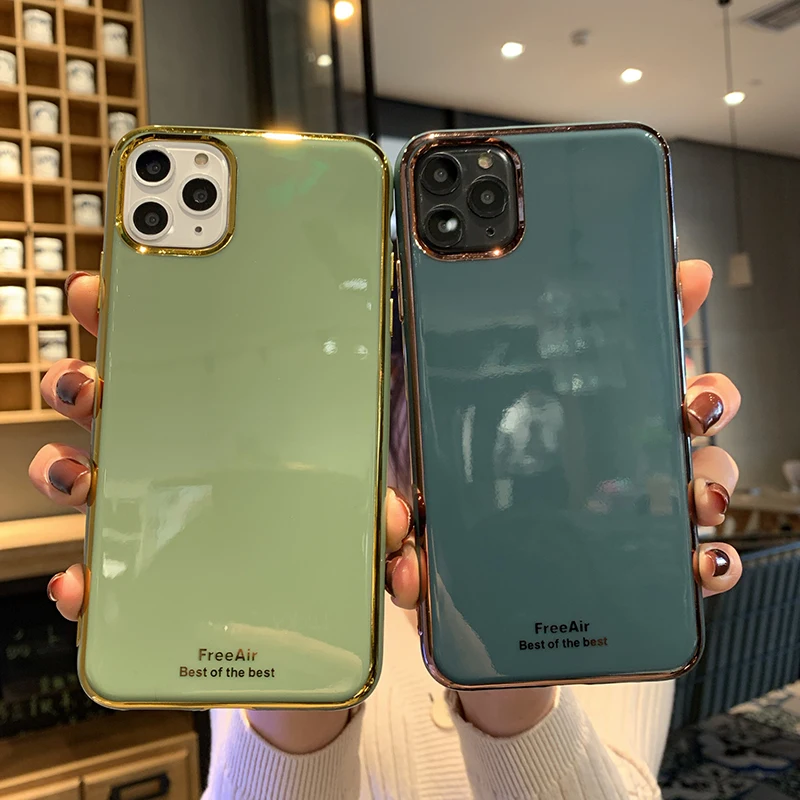 Модный чехол для iPhone 11 Pro с лазерным покрытием Мягкая силиконовая задняя крышка