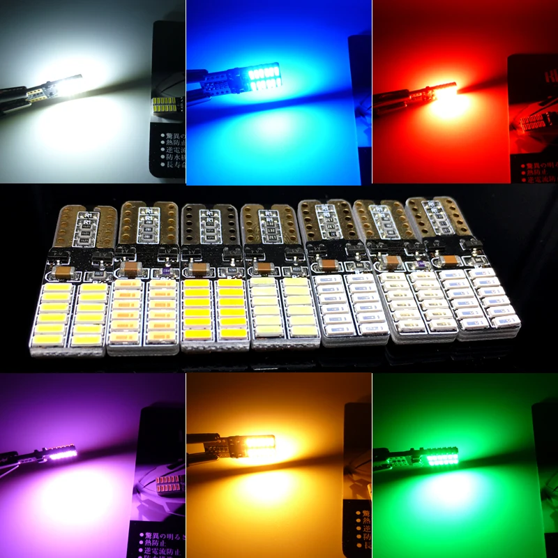 Лампы Canbus T10 с 4014 SMD 24 светодиодными лампами для салона 194 168 W5W Лампа Белая без