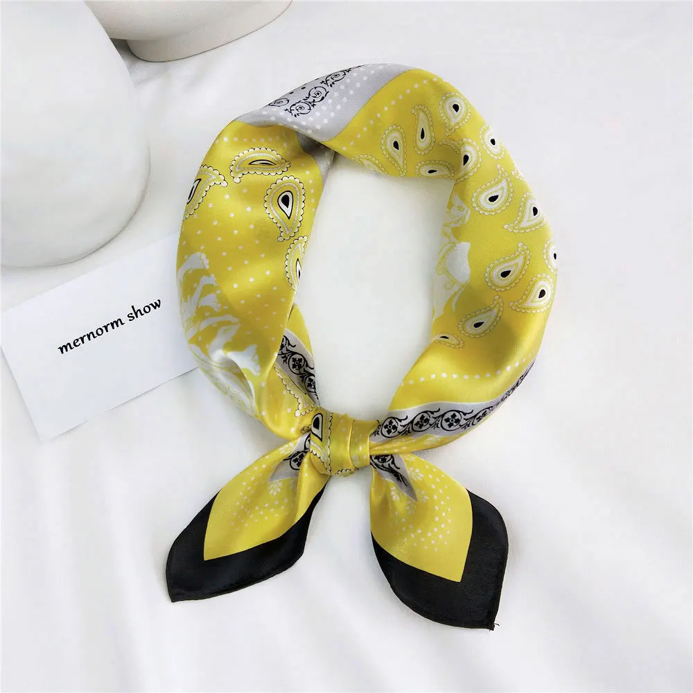 

100% Real Silk Neck Scarf For Women Small Handkerchief Cute Headband Fashion Printed Bag Scarfs Female 53*53cm Hair Scarves 2020