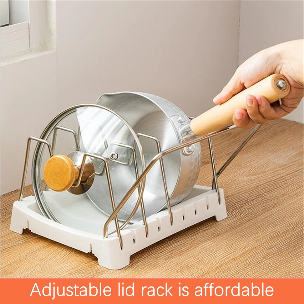 

Adjustable kitchen pot lid rack drain pot lid cutting board storage rack spoon rack kitchen accessories cooking support rack