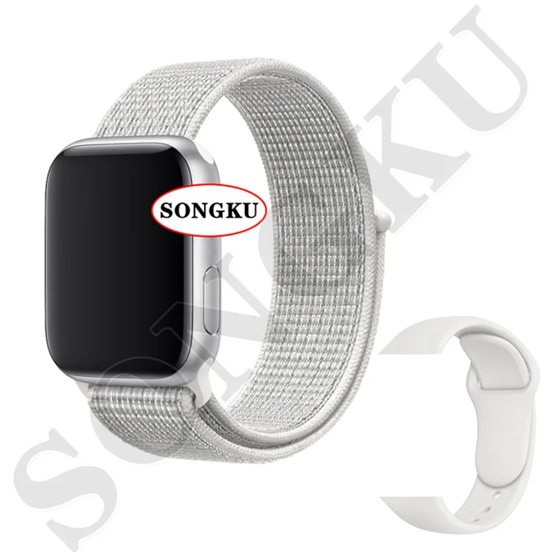 S Nylon W and W SONGKU IWO 12 часы серии 5 1:1 умные часы 40 мм 44 мм Bluetooth часы для apple iPhone Siri Android телефон цветной ремешок - Цвет: S Nylon W and W
