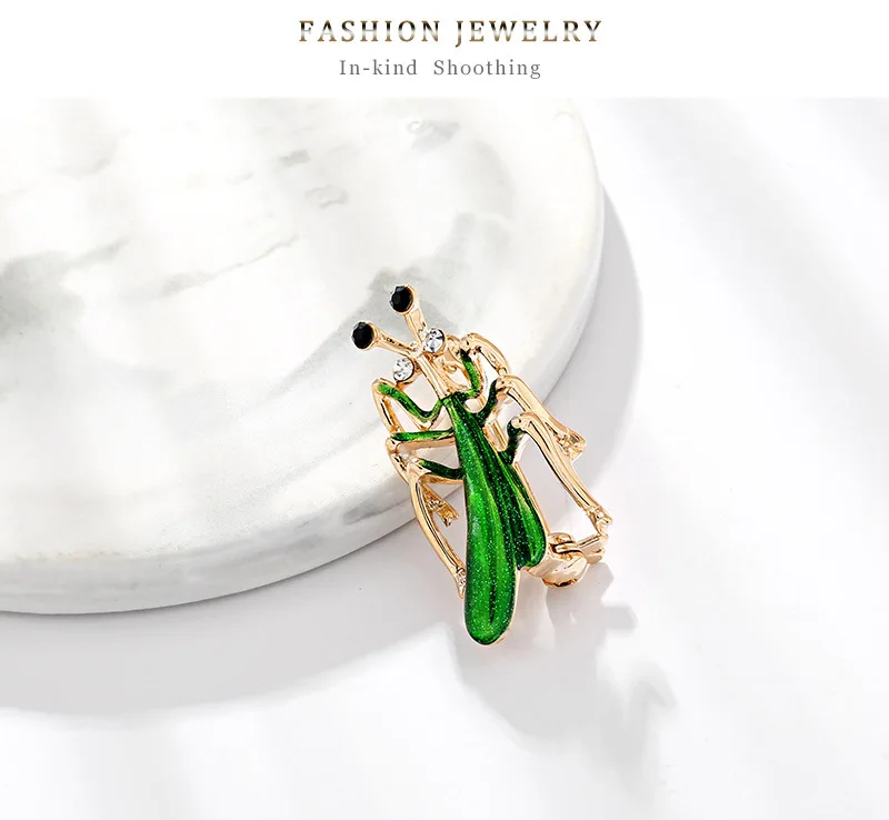 Green Enamel Insect Brooch Pins Crystal Rhinestone Animal Brooches for Women Shawl Shirt Suit Accessories Good Gifts AL452 |