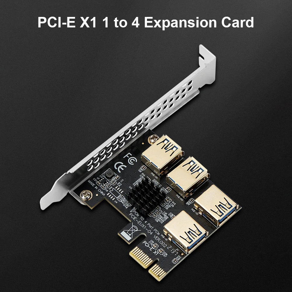 

PCI-E Adapter Card PCI-E X1/X4/X8/X16 1 to 4 USB Multiplier Hub Riser Card Extender PCIe Converter for Bitcoin ETH Mining Miner