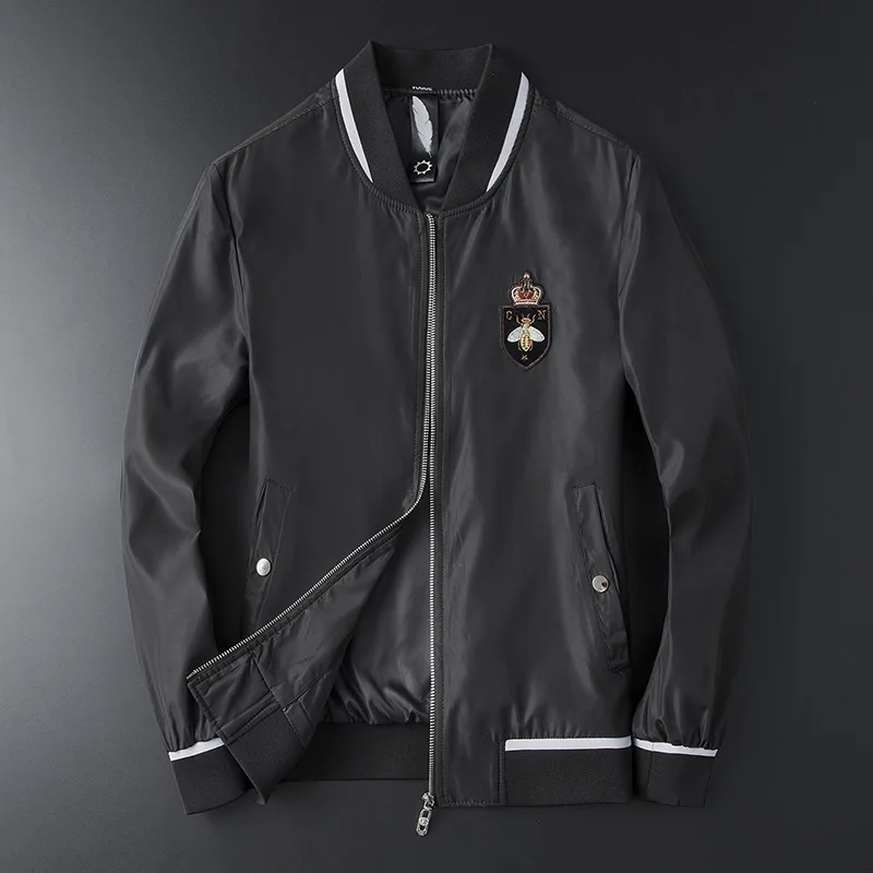 

Мужские Роскошные ребристые бейсбольные пальто и куртки в полоску с вышитой Пчелой короной и абстрактным цифровым пальто # N138