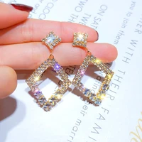 925silver needle european and american simple geometric diamond earrings korean temperament personality drop shaped wild earring