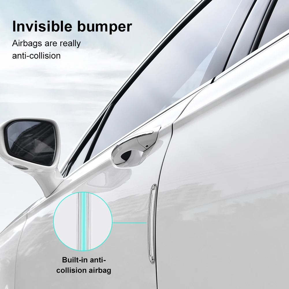 

4Pcs Auto Car Door Edge Protector Self Adhesive Anti Collision Clear Door Edge Guards with Airbags Universal Fit for Most Cars