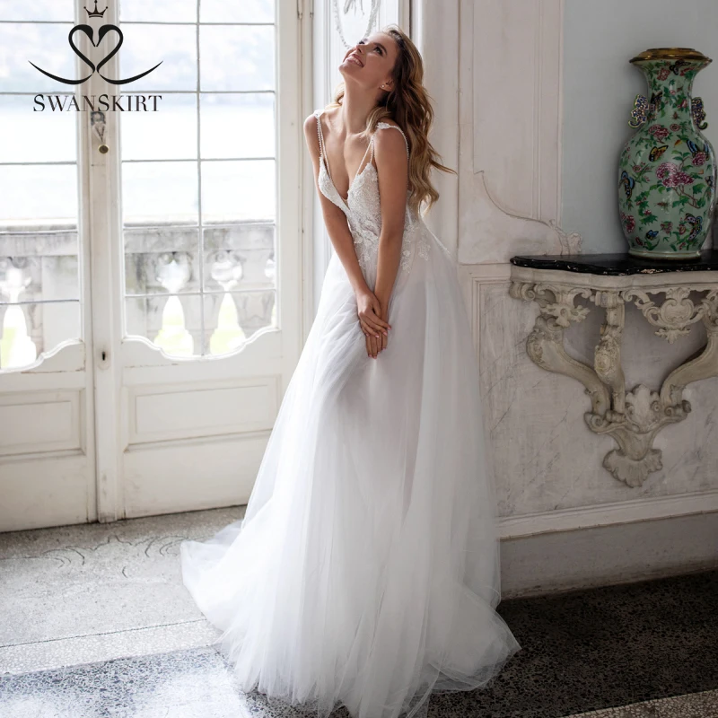 Бисерные в стиле бохо с аппликацией свадебное платье 2 1 длинным рукавом а