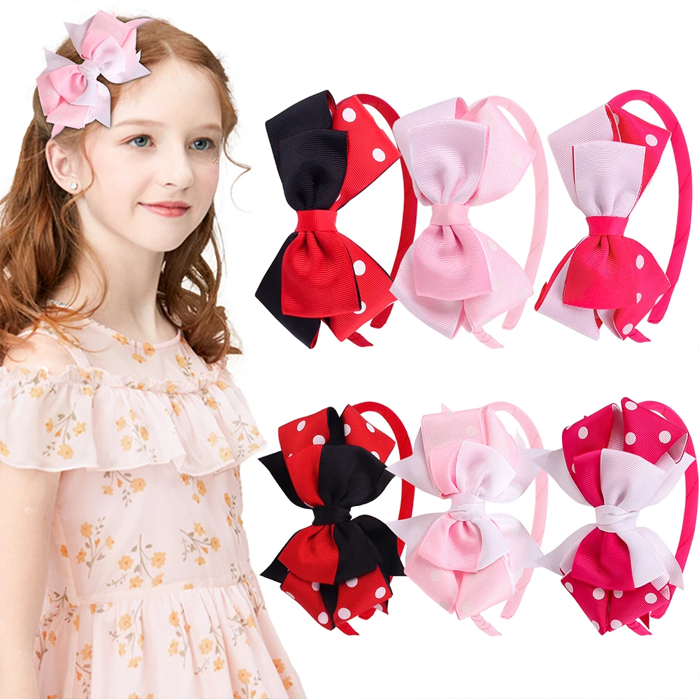 

Candygirl 6 шт. модные искусственные Ленточные банты для волос и повязки на голову для девочек красная розовая повязка для волос Детские праздве...