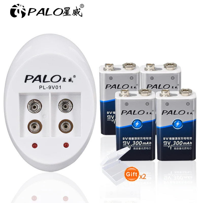 Литий ионный аккумулятор PALO 6F22 300 мАч 4 шт. 9 в|Перезаряжаемые батареи| |