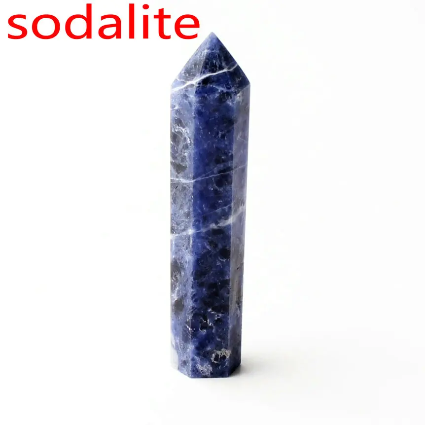 sodalite Кристалл обелиск точка палочка ювелирные изделия Красочные Флюорит розовый кварц исцеление чакры в рейки декоративная статуэтка Фигурное ожерелье подарок - Цвет: sodalite