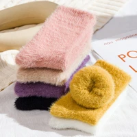 2 pairs autumn winter women thick candy color angora wool socks ladies soft warm long haired rabbit wool short socks