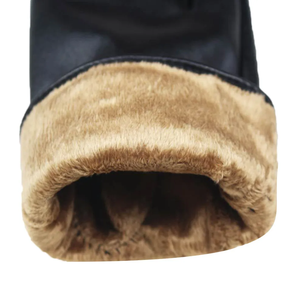 1 пара женские черные перчатки из искусственной кожи осенне зимние теплые