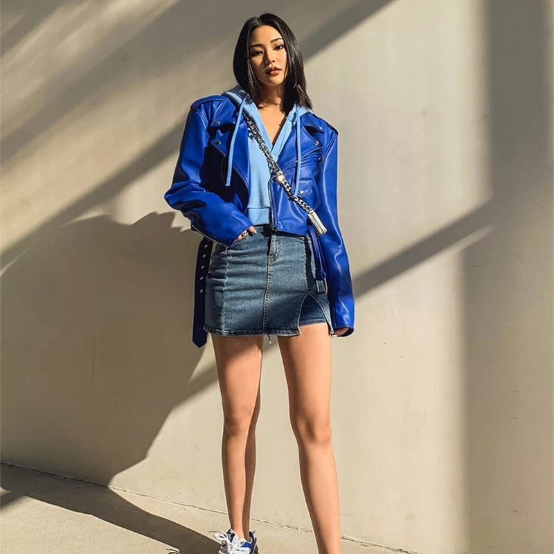 

Limiguyue High Waist Sexy Side Split Women Denim Skirt Chic Stretchable Pockets Spring Summer Female Mini Pencil Skirts K454