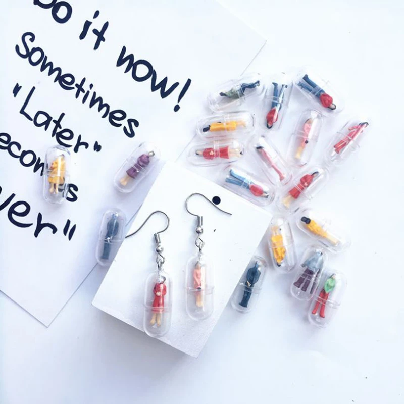 

1 Pair Creative Transparent Lady Earrings Jewelry Accessories Colorful Capsules Drop Dangle Earrings