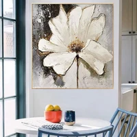 2022 the latest original white flowers wall art hand painted oil painting wall hangings canvas painting home decor artwork porch