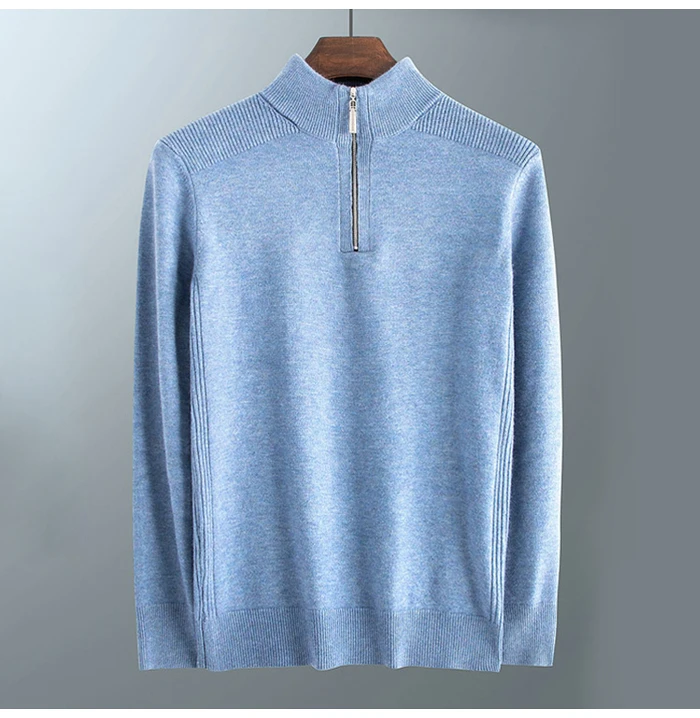 Зима мужской теплый шерстяной свитер бизнес мода Slim Fit Толстая водолазка свитер на молнии мужской бренд пуловер Одежда