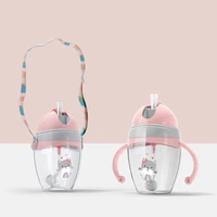 240320ml baby feeding water drink straw water bottle sippy cup with handle strap learning drinking cup milk bottles