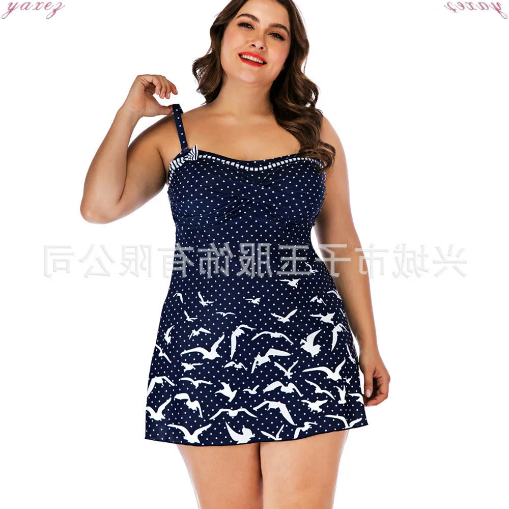 Консервативное Платье с принтом Чайка юбка высокой талией бикини размера плюс 5XL