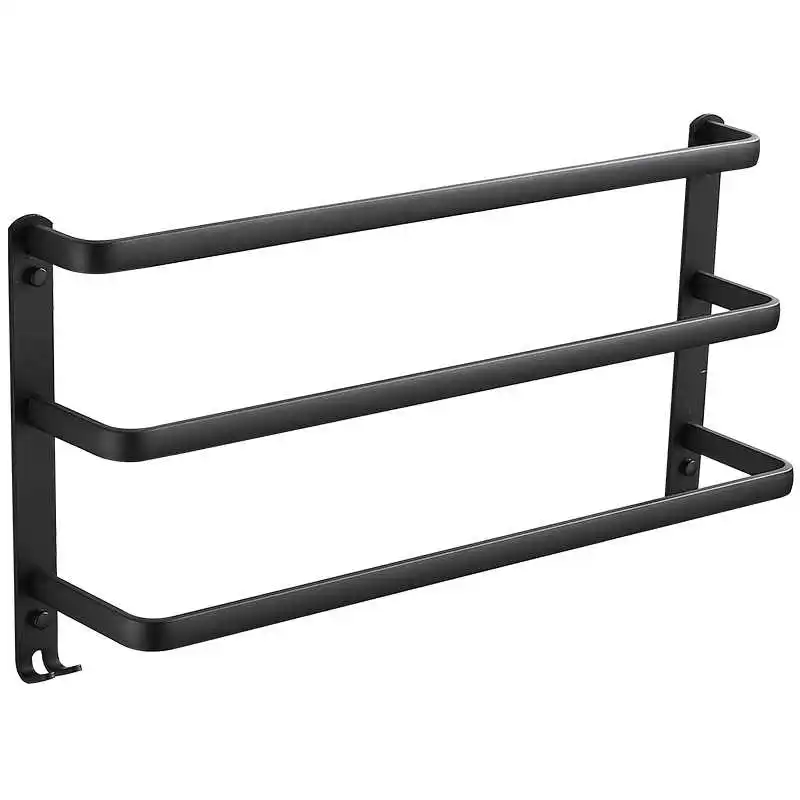 

Wall mounting Towels rack Hanger Rail Space Aluminium Black towel Bar Rail Matte Black towel Bathroom accessories