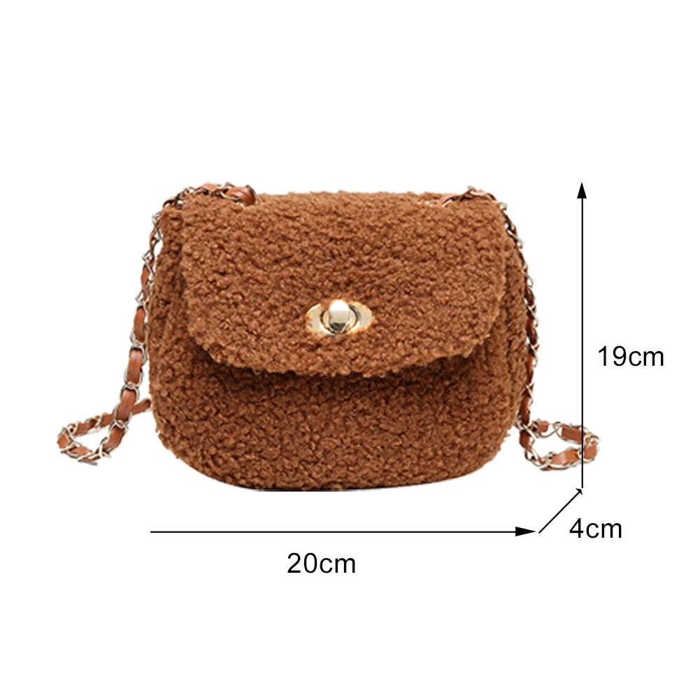 

Fashion Fleece Messenger Shoulder Tote Female Autumn Solid Color Crossbody Bag Chain Purses Youth Ladies Simple Versatile Bag