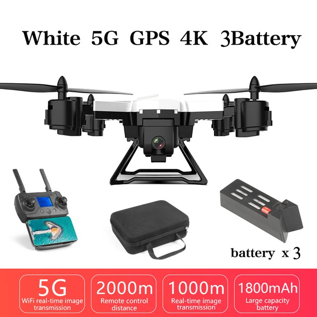 White 5G GPS 3B pro gps Дрон 2000 метров Дистанция управления Радиоуправляемый вертолет Дрон с 5G 4K HD камерой Квадрокоптер складной FPV wifi KY601G - Цвет: White 5G GPS 3B