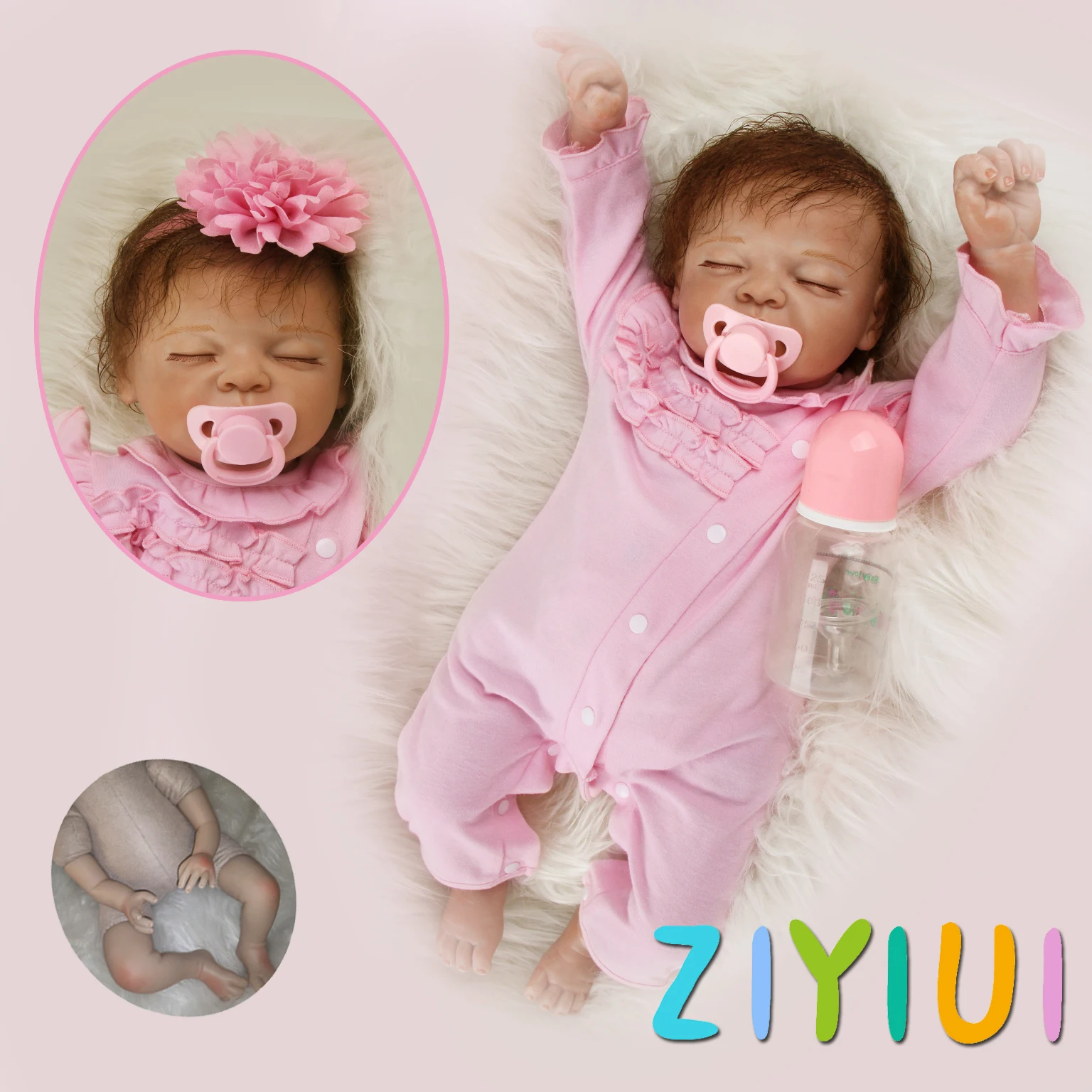 ZIYIUI реалистичная кукла реборн Babe 55 см для девочек силиконовые виниловые глаза