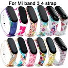 Ремешок силиконовый для Xiaomi Mi Band 3, мягкий водонепроницаемый спортивный сменный Браслет из ТПУ с цветочным принтом для наручных часов mi band 4